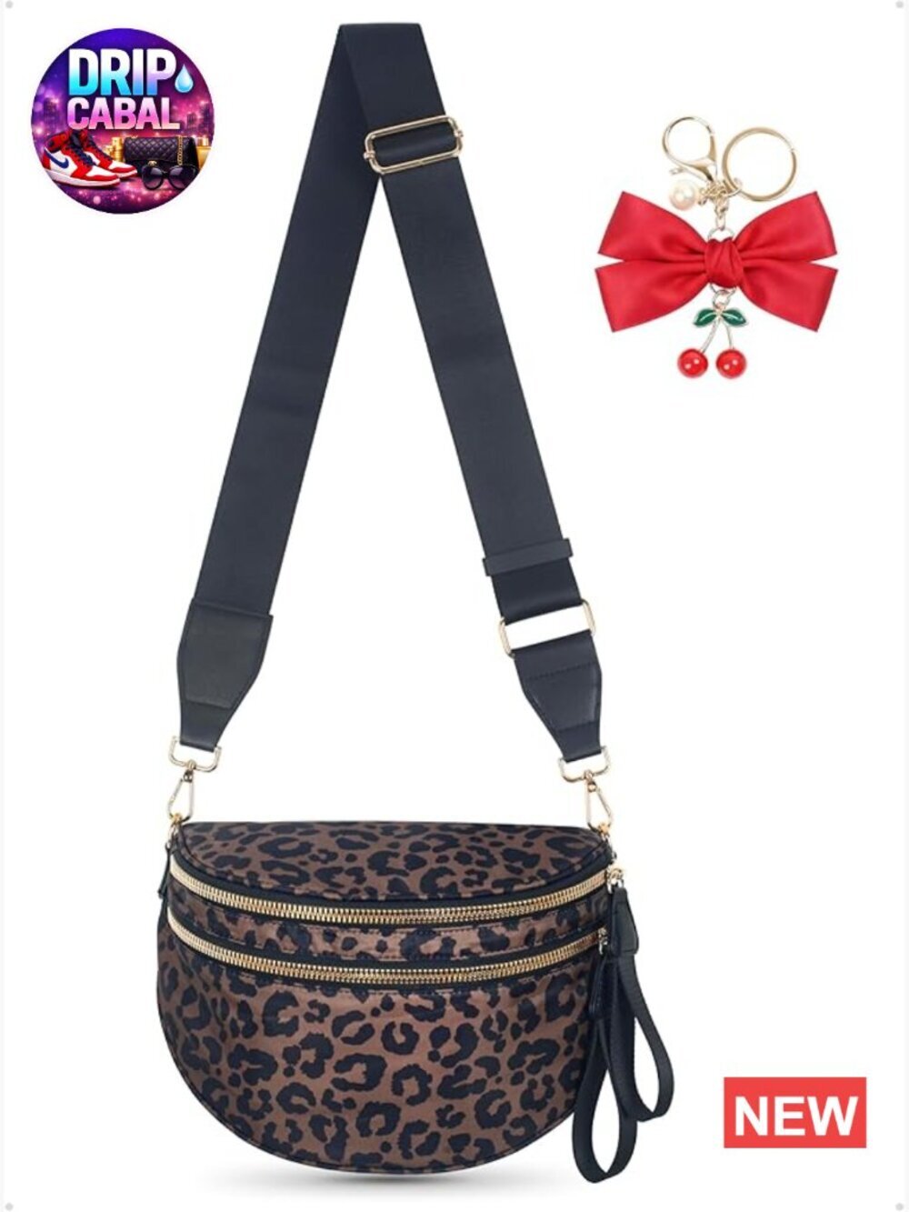 Spacious Nylon Crossbody Bum Bag Fanny Pack with Anti-Theft Back Pocket
